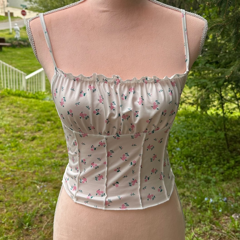 Mini white & pink floral tank